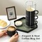 Coffee Mug Ceramic Set of 4 with Stand - 15 oz Stackable Large Porcelain Ribbed Latte Cup Set for Cappuccino, Tea, Hot Cocoa, Drinks - Dishwasher & Microwave Safe, Black